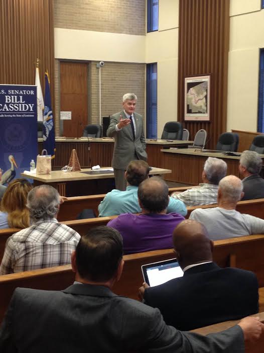 Holding a Town Hall in St. James Parish.
